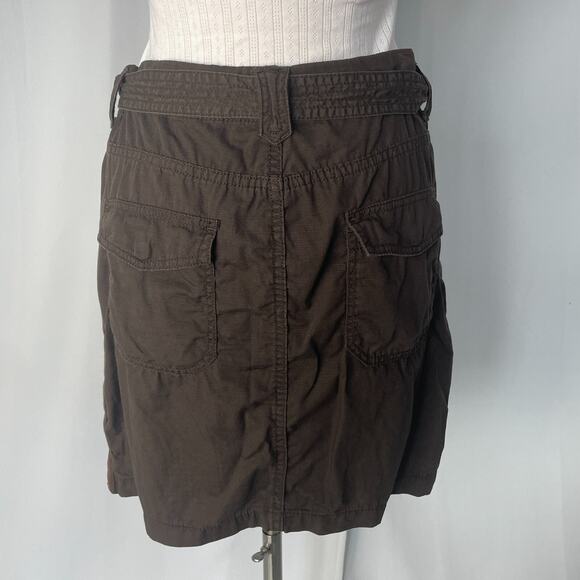 Cargo Mini Skirt Size 10 Brown Tie Belt Cotton Y2K Fairy Grunge Gorp Core Casual - Picture 6 of 11